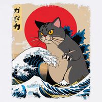 Persian Catzilla Japanese Art Funny Cat Retro Anime Sunset Garment-Dyed Sweatshirt