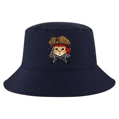 Pirate Cat Jolly Roger Flag Nautical Sailors Pet Cat Lover Cool Comfort Performance Bucket Hat