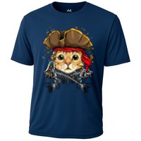 Pirate Cat Jolly Roger Flag Nautical Sailors Pet Cat Lover Cooling Performance Crew T-Shirt