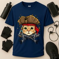 Pirate Cat Jolly Roger Flag Nautical Sailors Pet Cat Lover Cooling Performance Crew T-Shirt