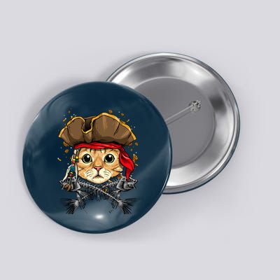 Pirate Cat Jolly Roger Flag Nautical Sailors Pet Cat Lover Button