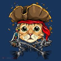 Pirate Cat Jolly Roger Flag Nautical Sailors Pet Cat Lover 16 in Basic Backpack