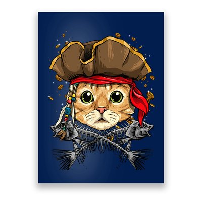 Pirate Cat Jolly Roger Flag Nautical Sailors Pet Cat Lover Poster