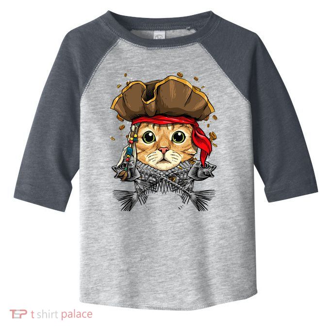 Pirate Cat Jolly Roger Flag Nautical Sailors Pet Cat Lover Toddler Fine Jersey T-Shirt