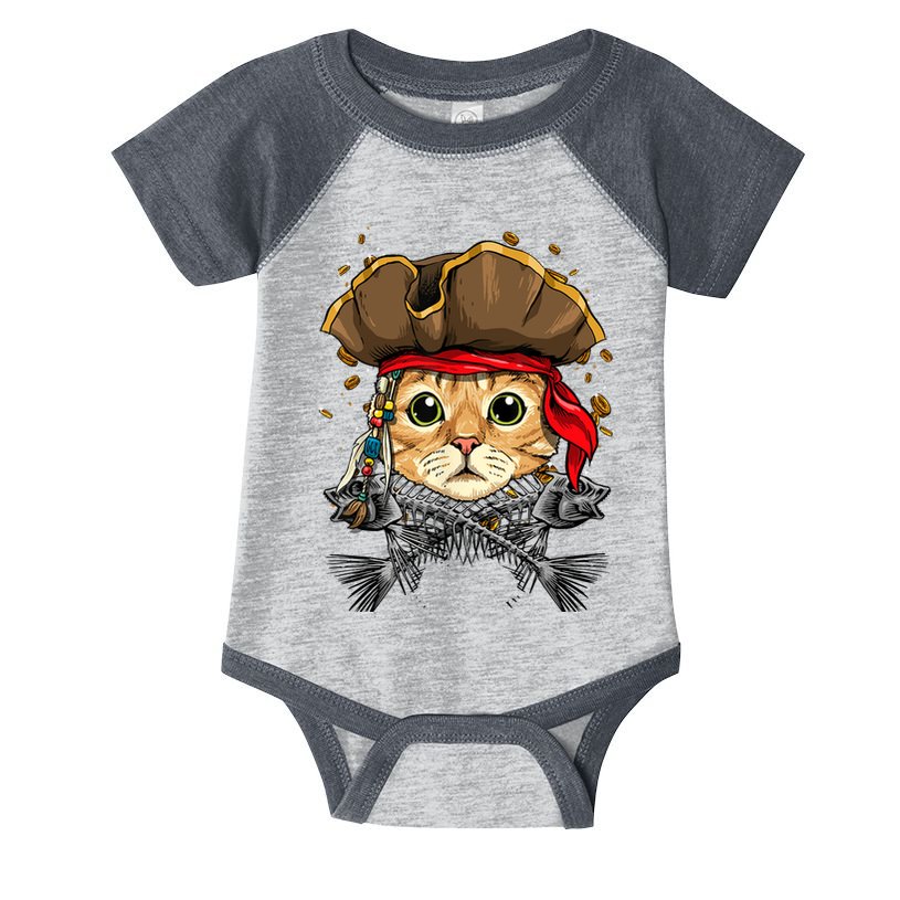 Pirate Cat Jolly Roger Flag Nautical Sailors Pet Cat Lover Infant Baby Jersey Bodysuit