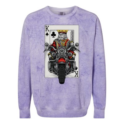 Playing Card King Riding A Road Motorcycle Colorblast Crewneck Sweatshirt