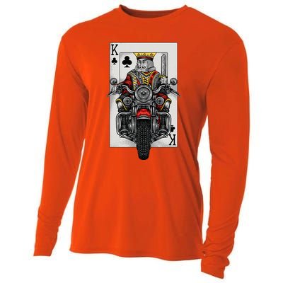 Playing Card King Riding A Road Motorcycle Cooling Performance Long Sleeve Crew