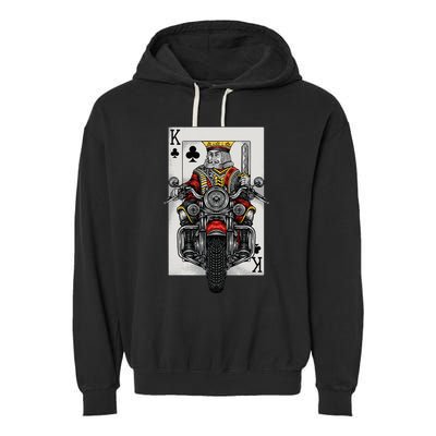 Playing Card King Riding A Road Motorcycle Garment-Dyed Fleece Hoodie