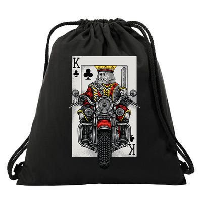 Playing Card King Riding A Road Motorcycle Drawstring Bag