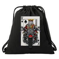 Playing Card King Riding A Road Motorcycle Drawstring Bag
