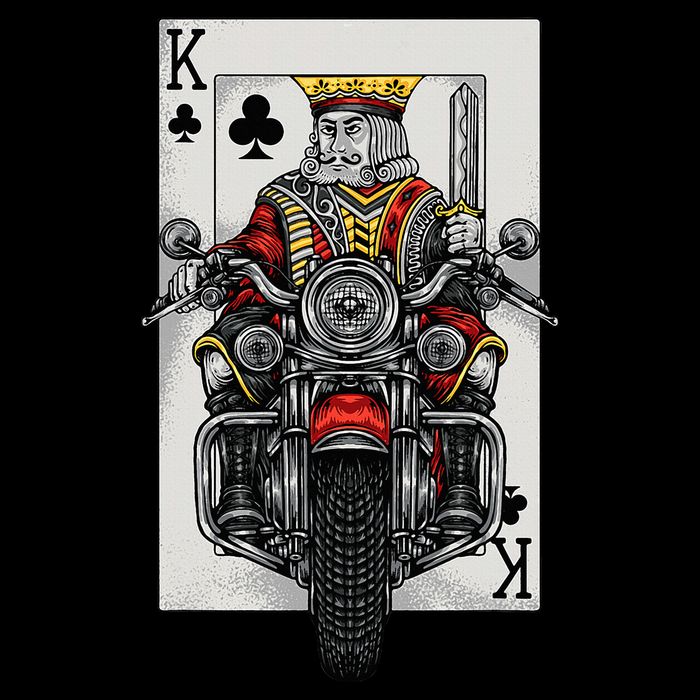 Playing Card King Riding A Road Motorcycle Drawstring Bag