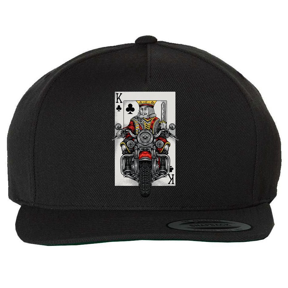 Playing Card King Riding A Road Motorcycle Wool Snapback Cap
