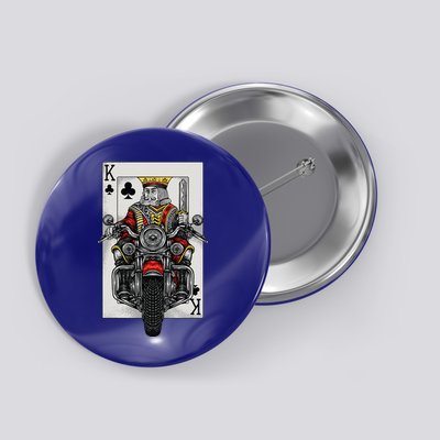 Playing Card King Riding A Road Motorcycle Button