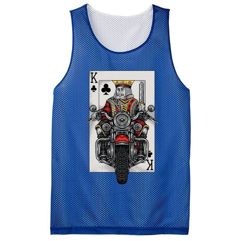 Playing Card King Riding A Road Motorcycle Mesh Reversible Basketball Jersey Tank