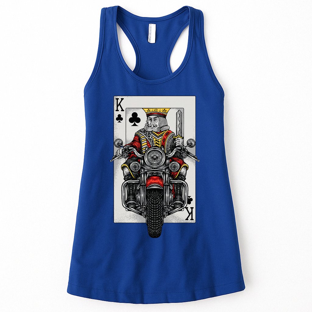 Playing Card King Riding A Road Motorcycle Womens Tank Top