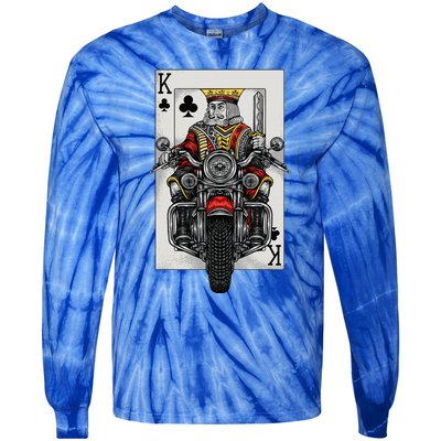 Playing Card King Riding A Road Motorcycle Tie-Dye Long Sleeve Shirt