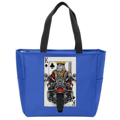 Playing Card King Riding A Road Motorcycle Zip Tote Bag