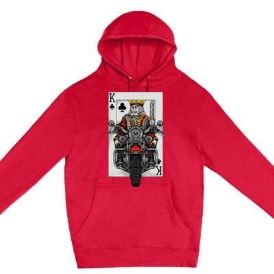 Playing Card King Riding A Road Motorcycle Premium Pullover Hoodie