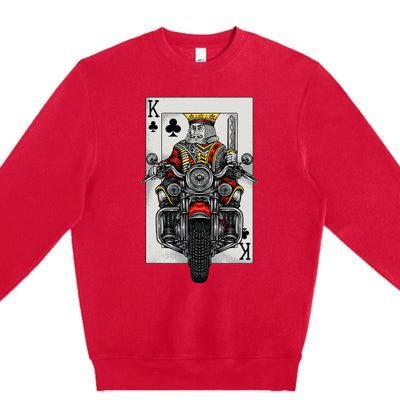 Playing Card King Riding A Road Motorcycle Premium Crewneck Sweatshirt