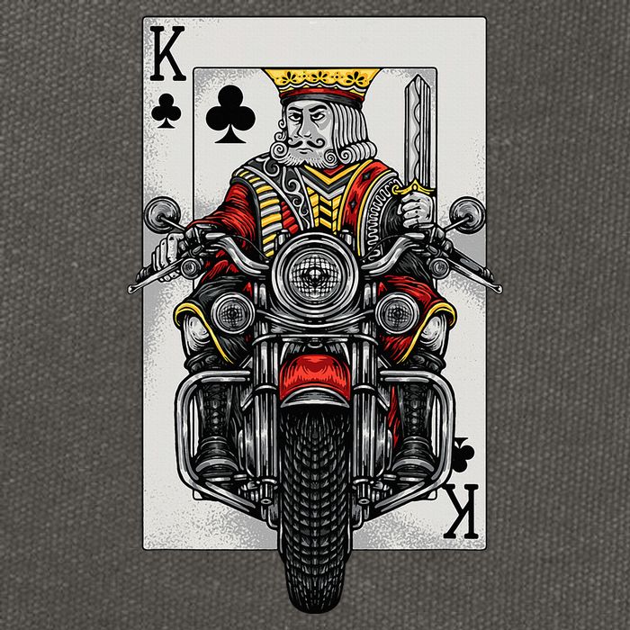 Playing Card King Riding A Road Motorcycle Cotton Canvas Backpack