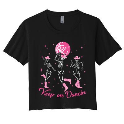 Pony Club Keep On Dancing Skeleton Cowgirl Women's Crop Top Tee