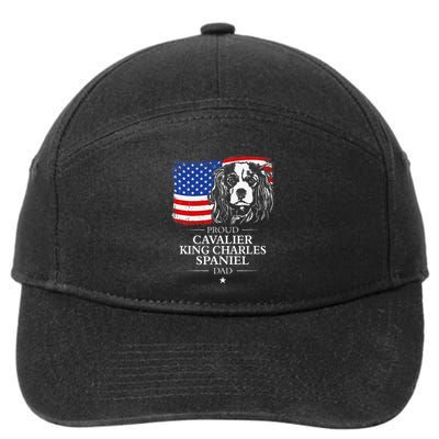 Proud Cavalier King Charles Spaniel Dad American Flag Dog 7-Panel Snapback Hat