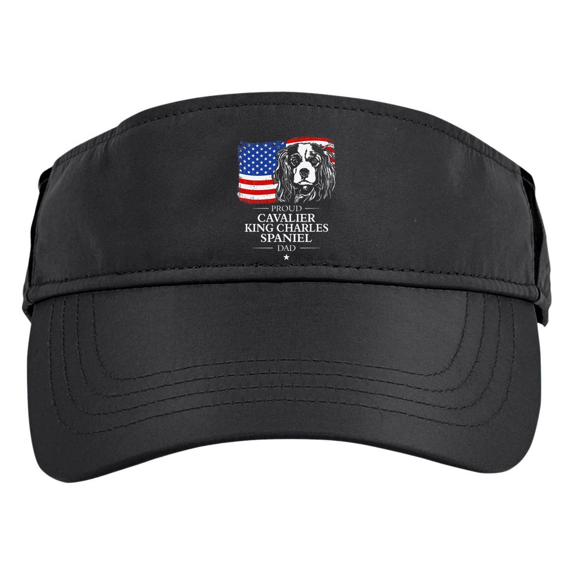 Proud Cavalier King Charles Spaniel Dad American Flag Dog Adult Drive Performance Visor