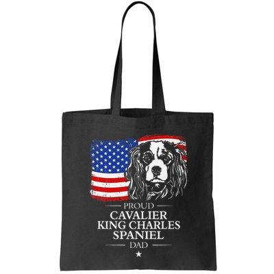 Proud Cavalier King Charles Spaniel Dad American Flag Dog Bag