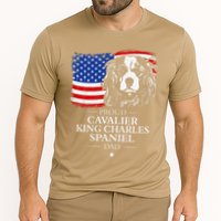 Proud Cavalier King Charles Spaniel Dad American Flag Dog Cooling Performance Crew T-Shirt