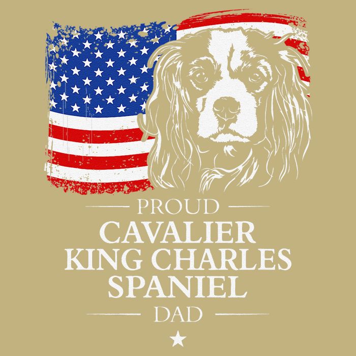 Proud Cavalier King Charles Spaniel Dad American Flag Dog Cooling Performance Crew T-Shirt