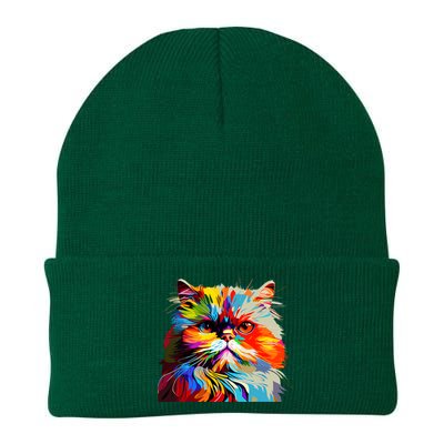 Persian Cat Lovers Colorful Pop Art Persian Cat Knit Cap Winter Beanie