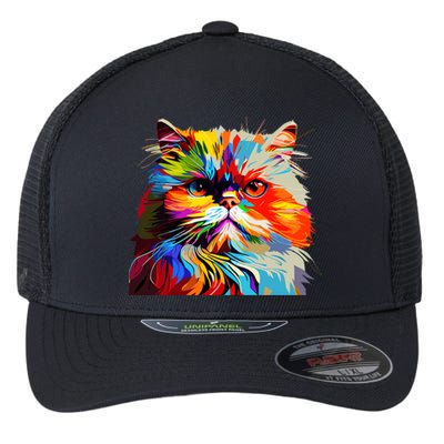 Persian Cat Lovers Colorful Pop Art Persian Cat Flexfit Unipanel Trucker Cap