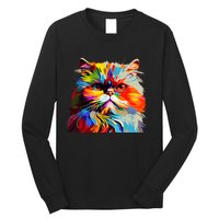 Persian Cat Lovers Colorful Pop Art Persian Cat Long Sleeve Shirt