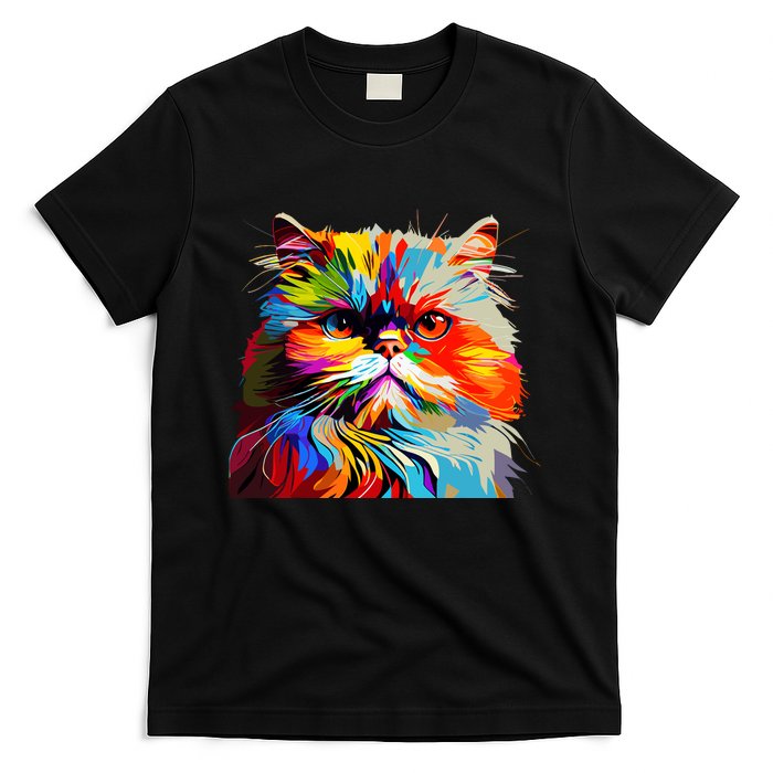 Persian Cat Lovers Colorful Pop Art Persian Cat T-Shirt