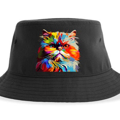 Persian Cat Lovers Colorful Pop Art Persian Cat Sustainable Bucket Hat