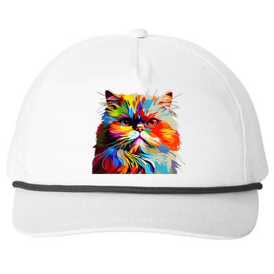 Persian Cat Lovers Colorful Pop Art Persian Cat Snapback Five-Panel Rope Hat