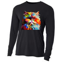 Persian Cat Lovers Colorful Pop Art Persian Cat Cooling Performance Long Sleeve Crew