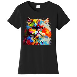 Persian Cat Lovers Colorful Pop Art Persian Cat Women's T-Shirt