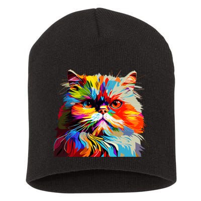 Persian Cat Lovers Colorful Pop Art Persian Cat Short Acrylic Beanie