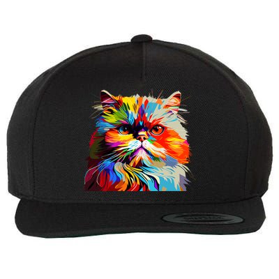 Persian Cat Lovers Colorful Pop Art Persian Cat Wool Snapback Cap