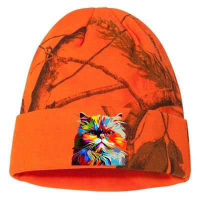 Persian Cat Lovers Colorful Pop Art Persian Cat Kati Licensed 12" Camo Beanie