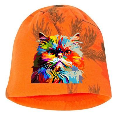 Persian Cat Lovers Colorful Pop Art Persian Cat Kati - Camo Knit Beanie