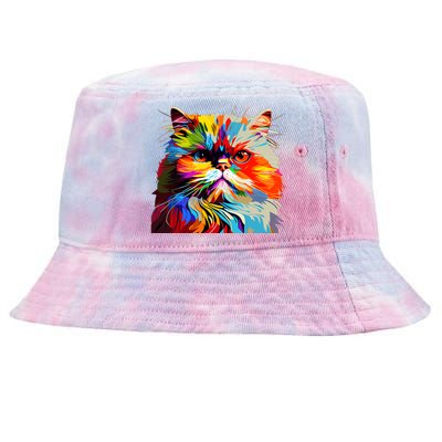 Persian Cat Lovers Colorful Pop Art Persian Cat Tie-Dyed Bucket Hat