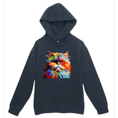 Persian Cat Lovers Colorful Pop Art Persian Cat Urban Pullover Hoodie