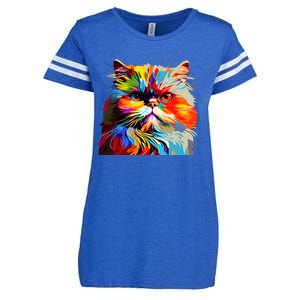 Persian Cat Lovers Colorful Pop Art Persian Cat Enza Ladies Jersey Football T-Shirt