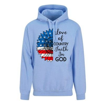 Patriotic Christian Love Country Faith In God USA Flag Unisex Surf Hoodie