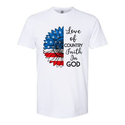 Patriotic Christian Love Country Faith In God USA Flag Softstyle® CVC T-Shirt