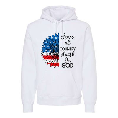 Patriotic Christian Love Country Faith In God USA Flag Premium Hoodie