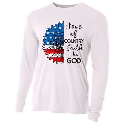 Patriotic Christian Love Country Faith In God USA Flag Cooling Performance Long Sleeve Crew