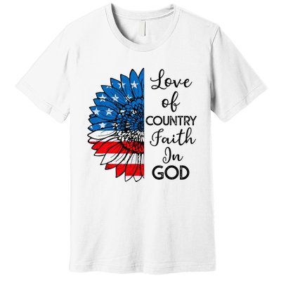 Patriotic Christian Love Country Faith In God USA Flag Premium T-Shirt